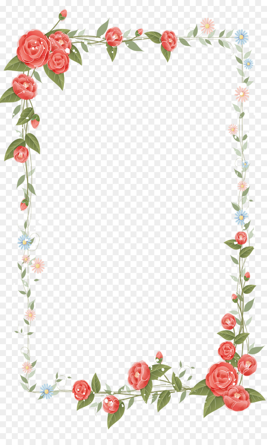 Border Flowers Drawing Clip art - Hand painted flower borders png download - 1080*1788 - Free Transparent Border Flowers png Download.