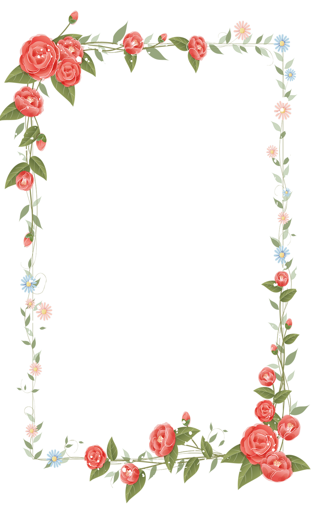 Border Flowers Drawing Clip Art Hand Painted Flower Borders Png