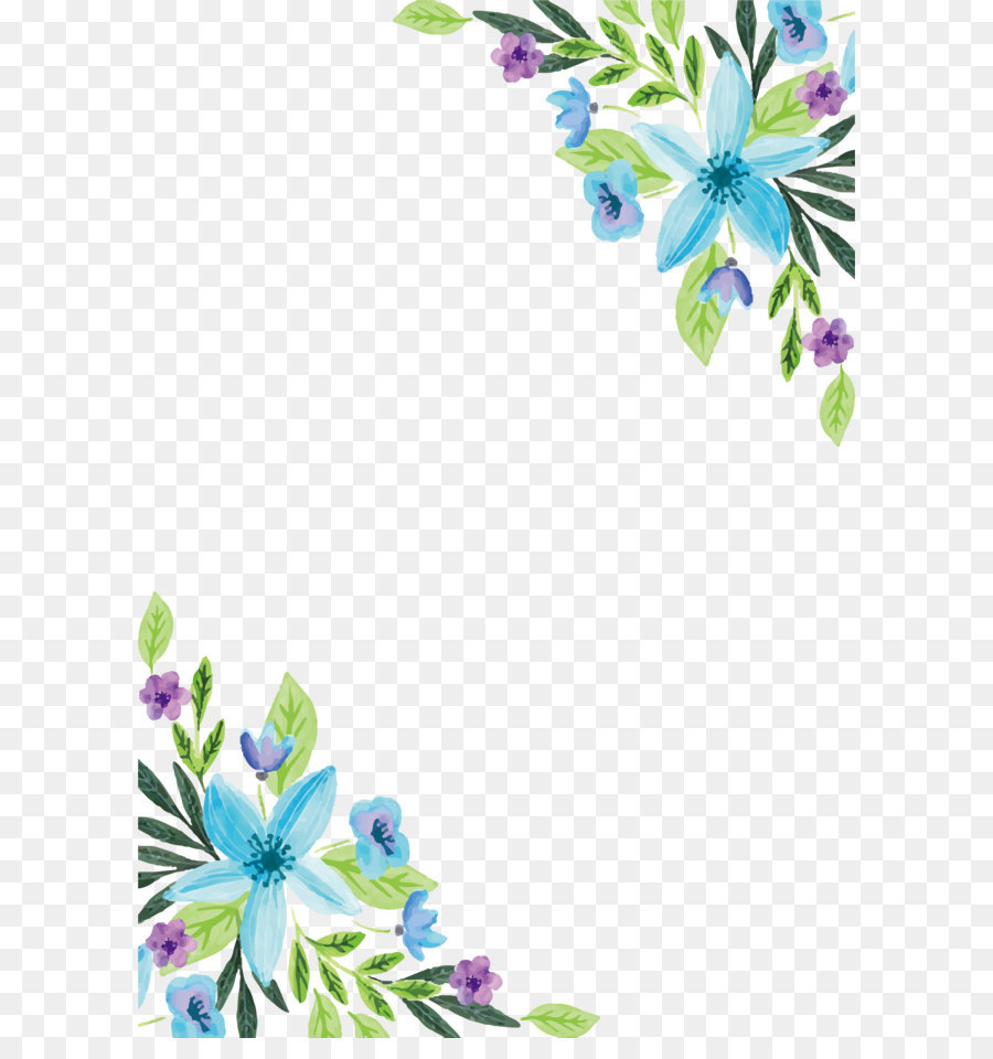 Watercolor painting Flower Floral design - Water color blue flower border png download - 2052*2971 - Free Transparent Watercolour Flowers png Download.