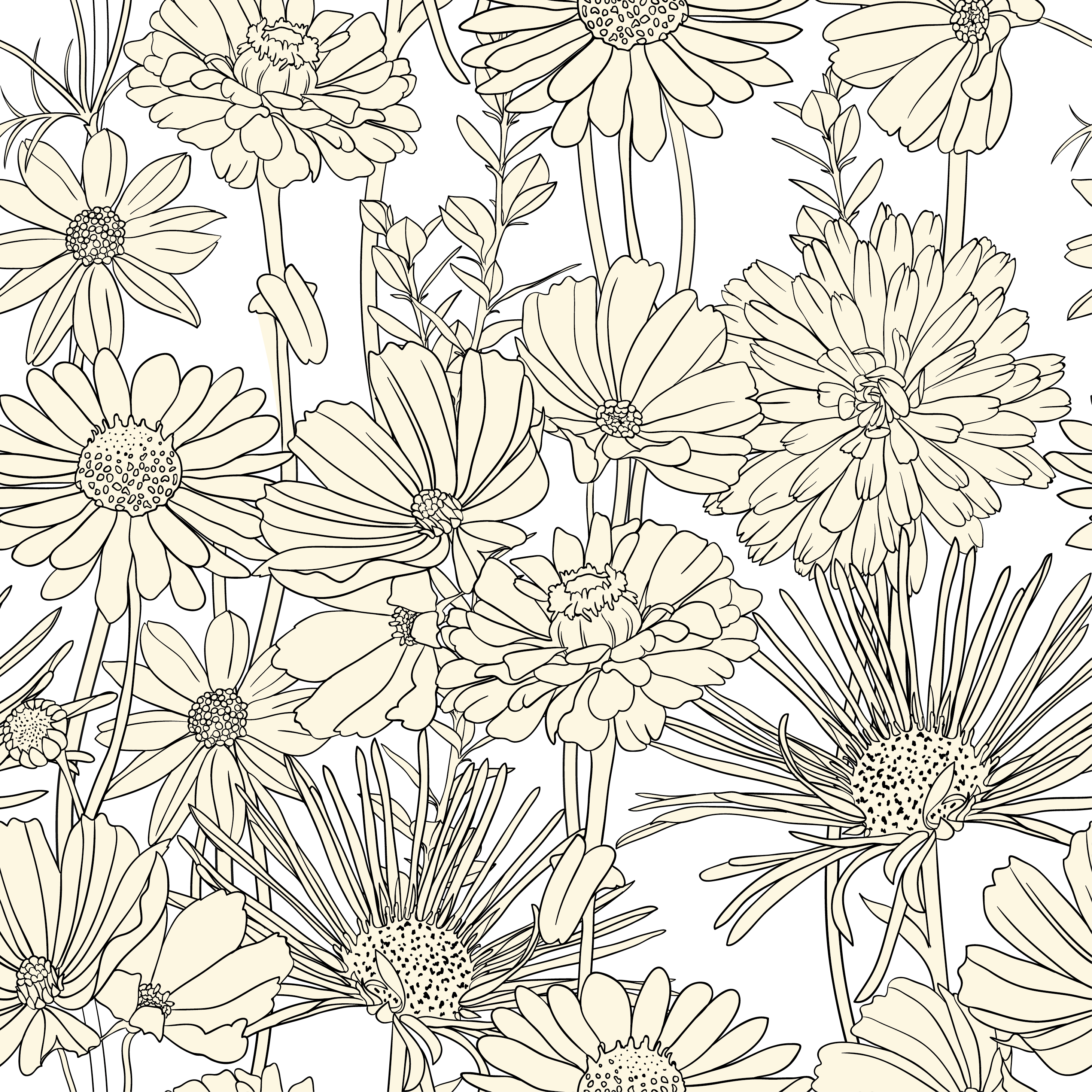 Draw Flowers Drawing Pattern Flowers Black And White Line Art Background Vector Material Png Download 2917 2917 Free Transparent Draw Flowers Png Download Clip Art Library