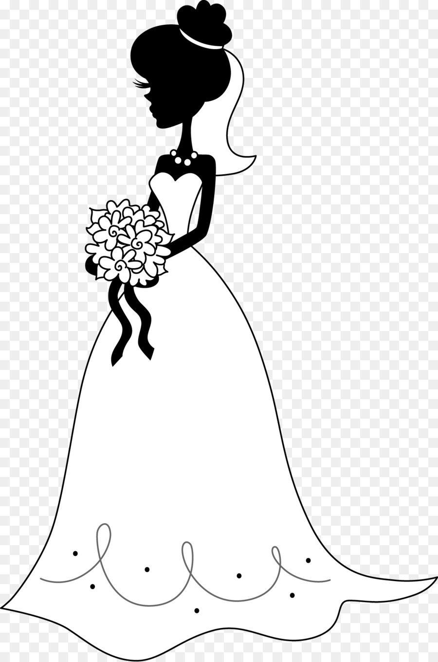 Bride Silhouette Woman Flower bouquet - bride png download - 1204*1818 - Free Transparent  png Download.