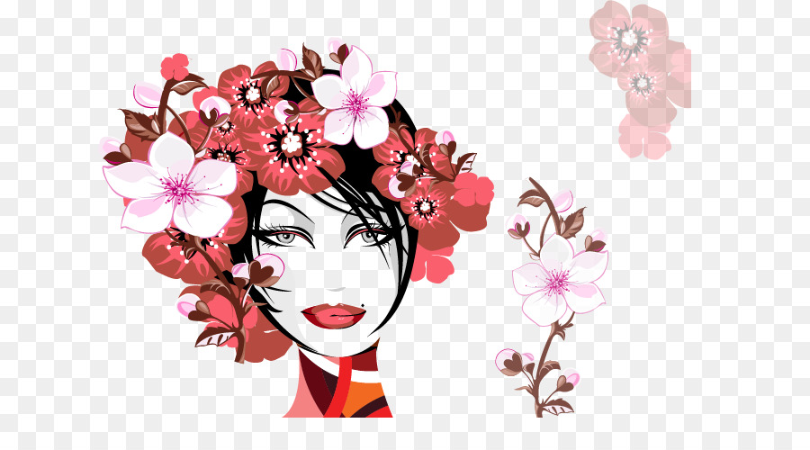 Female Silhouette Woman Illustration - Floral beauty png download - 682*483 - Free Transparent  png Download.