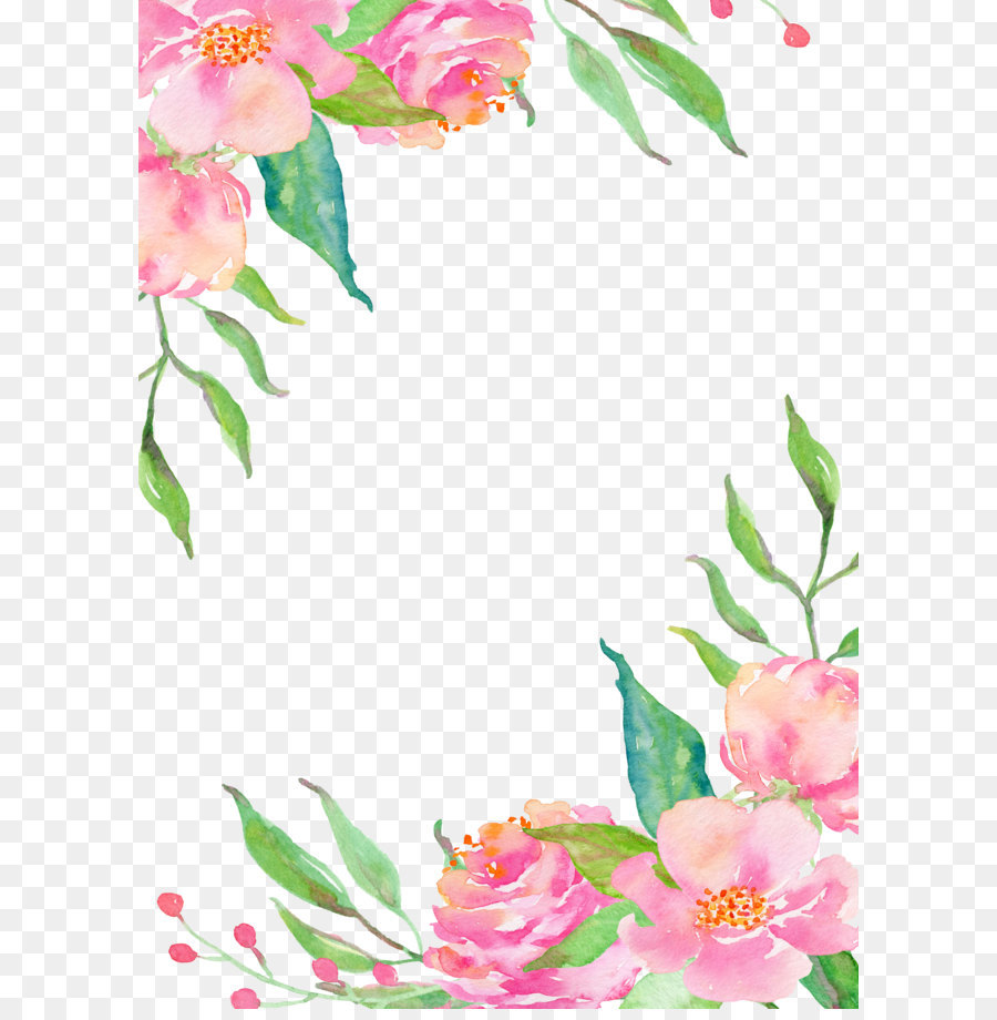 Pink flower borders png download - 1500*2100 - Free Transparent Border Flowers png Download.