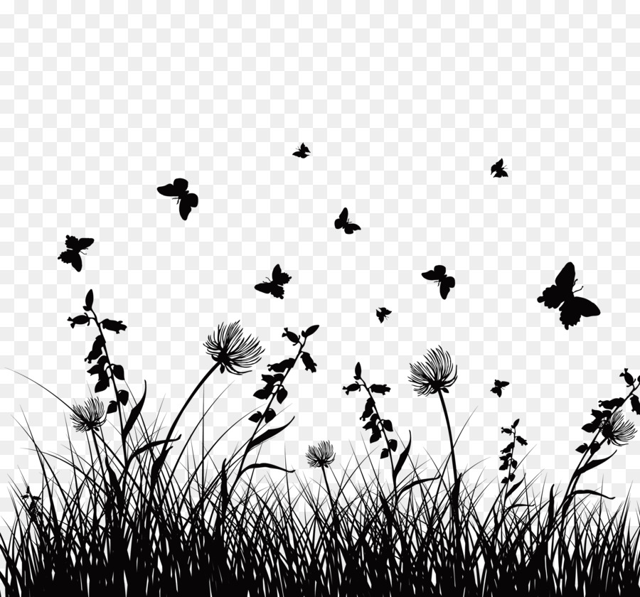 Silhouette Royalty-free Clip art - Decorative flowers and butterfly silhouettes png download - 3031*2828 - Free Transparent Silhouette png Download.