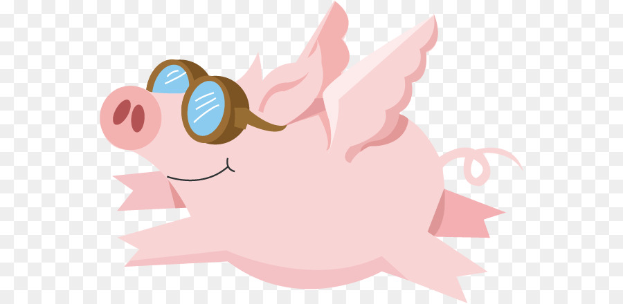Domestic pig Cartoon Airplane Wing - Flying Pig png download - 613*440 - Free Transparent  png Download.