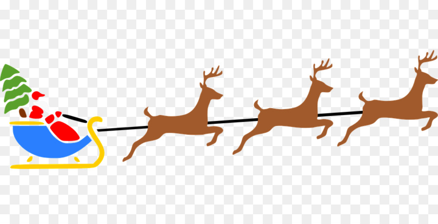 Reindeer Santa Claus Christmas Clip art - Flying Santa png download - 960*480 - Free Transparent Reindeer png Download.