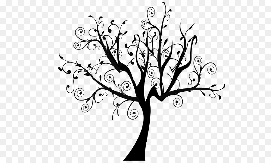Branch Tree Silhouette Clip art - Swirly Tree Cliparts png download - 600*533 - Free Transparent Branch png Download.