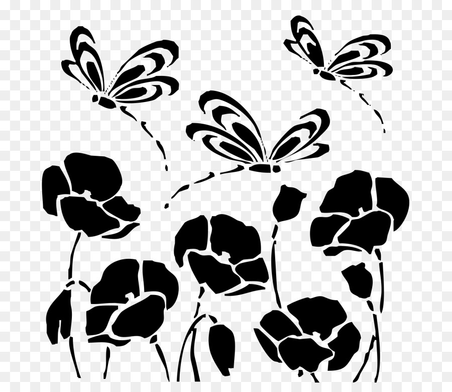 Stencil Drawing Silhouette Poppy - Silhouette png download - 768*772 - Free Transparent Stencil png Download.