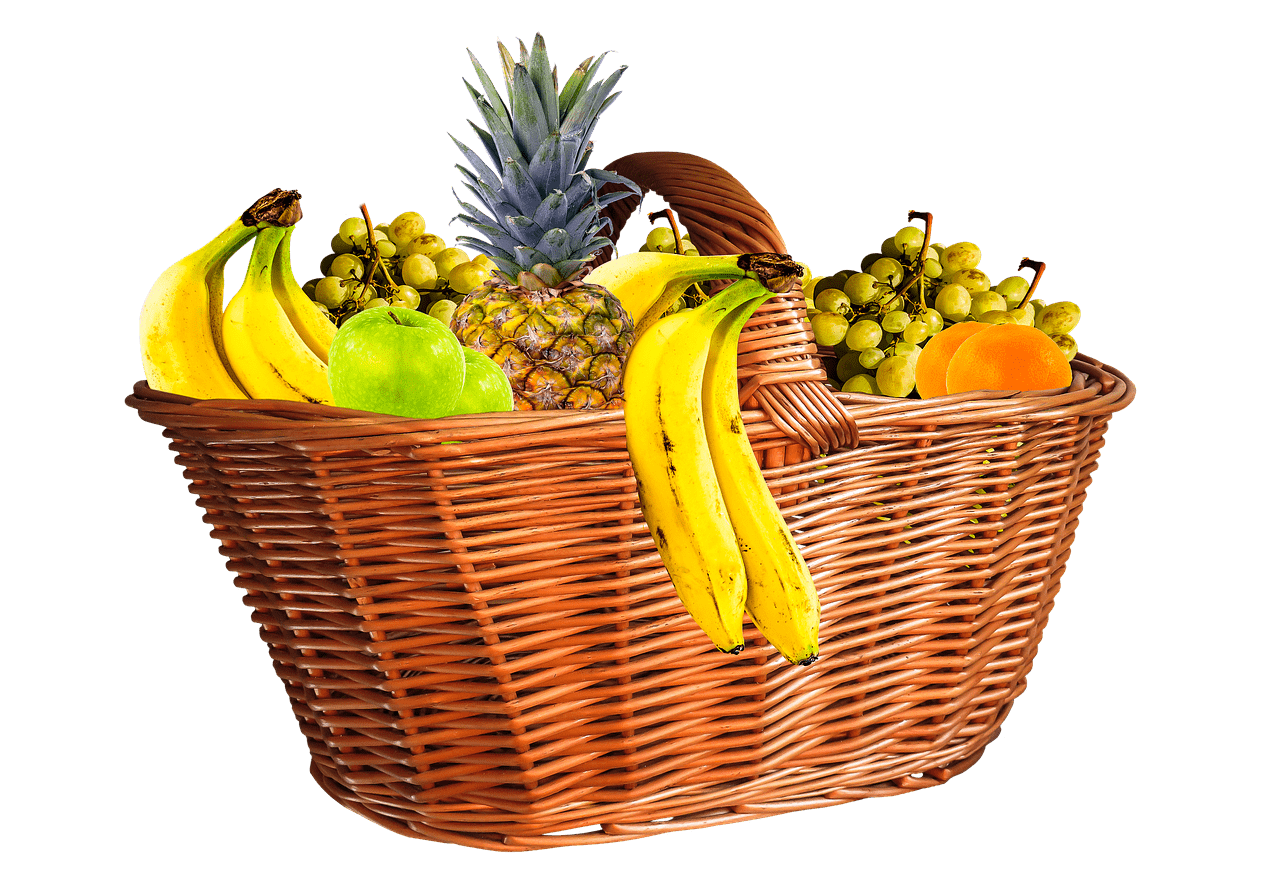 fruit basket no background.