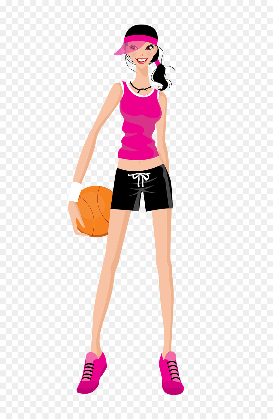 Cartoon Drawing Silhouette Illustration - Fashion Girls Basketball png download - 650*1361 - Free Transparent  png Download.