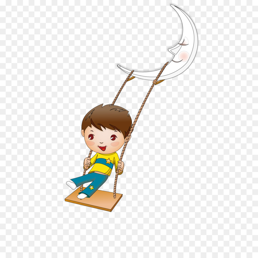 Cartoon Child Illustration - Moon Swing png download - 1500*1500 - Free Transparent  png Download.