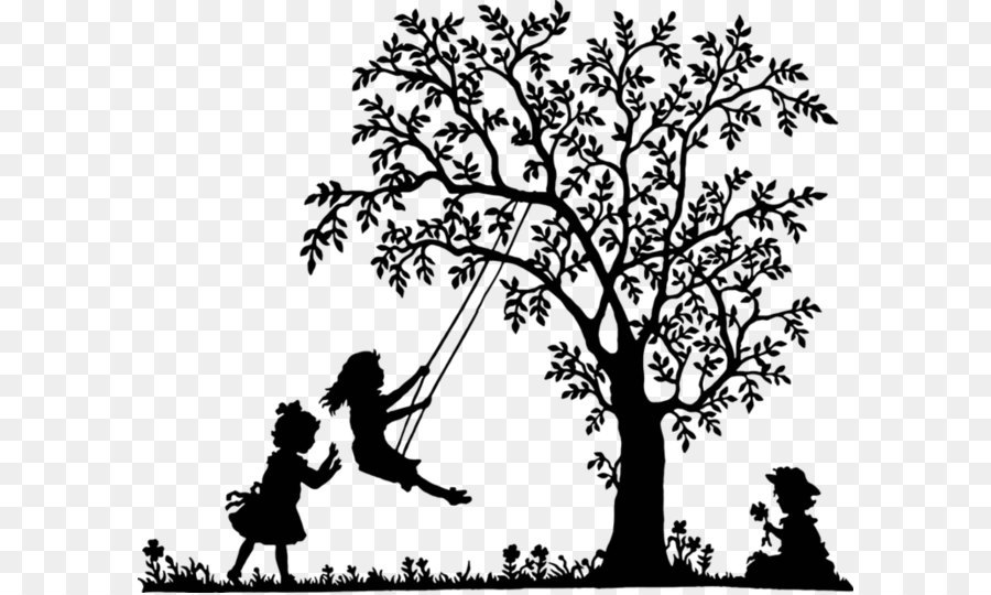 Swing Tree Clip art - Black and white tree swing kids png download - 773*640 - Free Transparent  png Download.