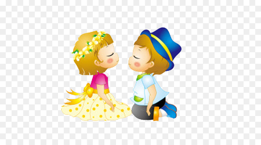 Cartoon couple - Hand-painted flowers creative boys and girls kissing png download - 500*500 - Free Transparent  png Download.