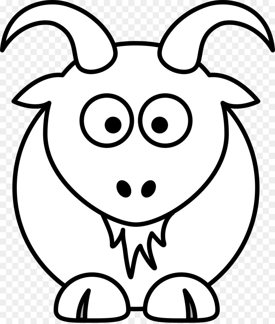 Coloring book Cartoon Goat Child Clip art - black and white cartoon animals png download - 1979*2323 - Free Transparent  png Download.