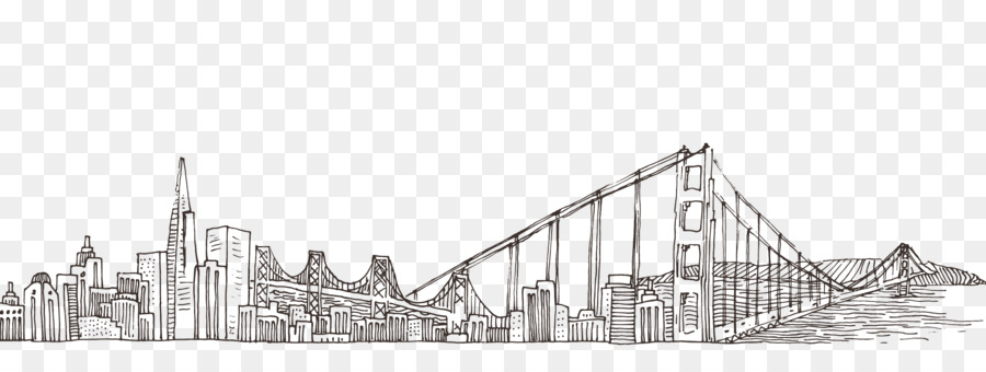 Brooklyn Bridge Golden Gate Bridge Drawing Vector graphics Painting - cute landscape png download - 2282*851 - Free Transparent Brooklyn Bridge png Download.