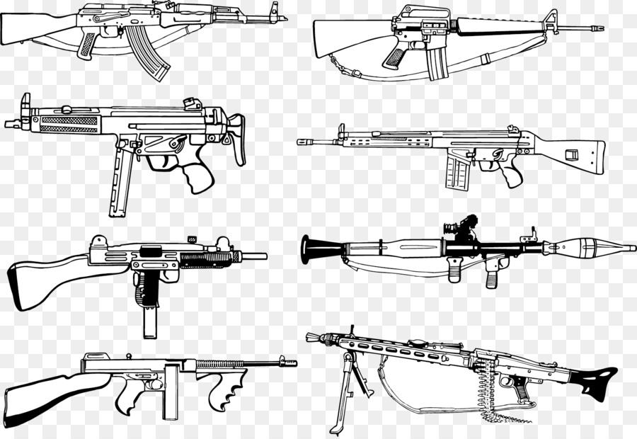 Firearm Weapon AK-47 Machine gun - Vector firearms and ammunition png download - 1590*1090 - Free Transparent  png Download.