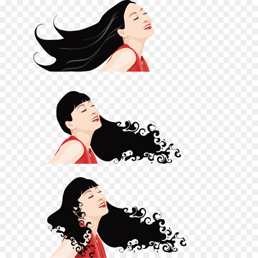 Cartoon Long hair Illustration - Flowing hair png download - 1500*1500 - Free Transparent  png Download.