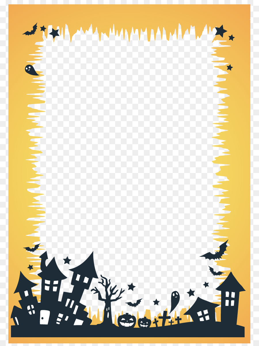 Halloween Art Illustration - Orange frame border png download - 842*1191 - Free Transparent Halloween  png Download.