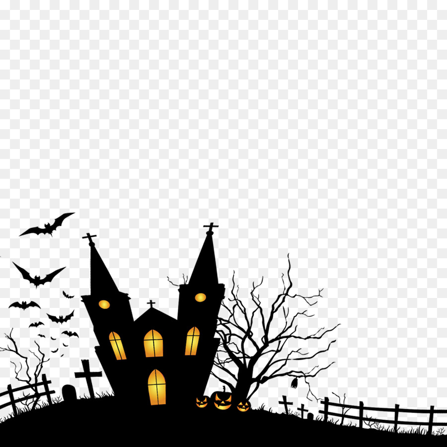 Halloween Theme Party Mask Wallpaper - Black silhouette haunted house png download - 900*900 - Free Transparent Halloween  png Download.