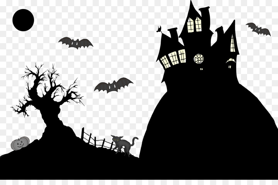 Halloween Drawing Shadow Silhouette - Halloween png download - 3053*1978 - Free Transparent Halloween  png Download.