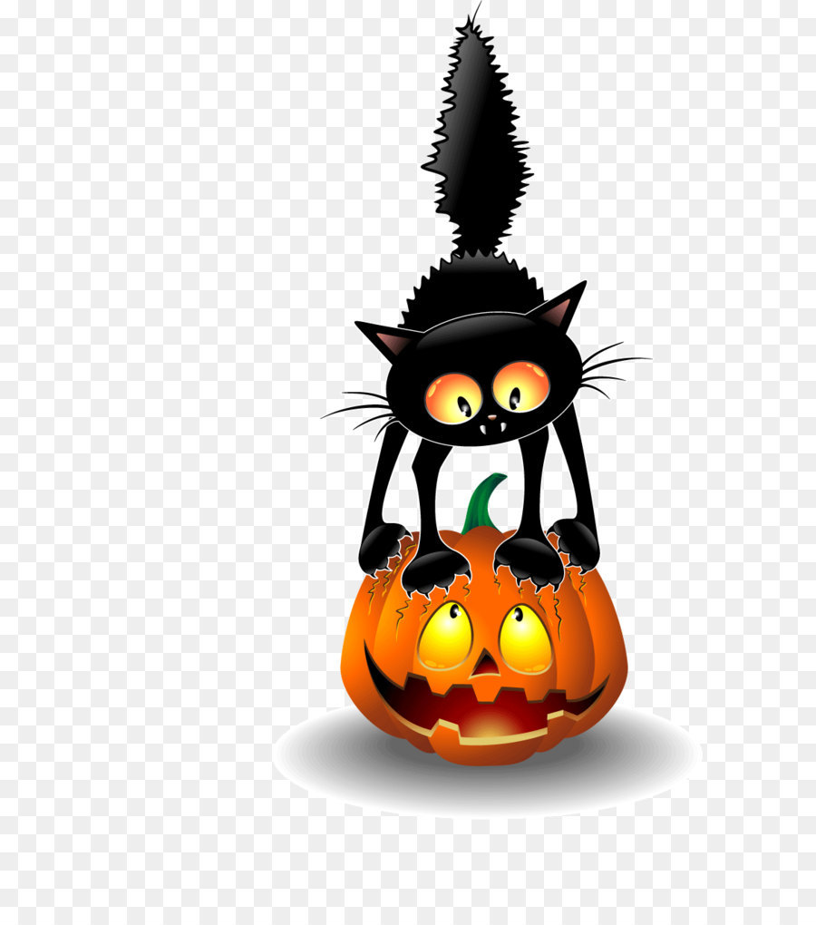 Black cat Halloween Clip art - Cartoon black cat and pumpkins holiday decorations vector material png download - 850*1311 - Free Transparent Cat ai,png Download.