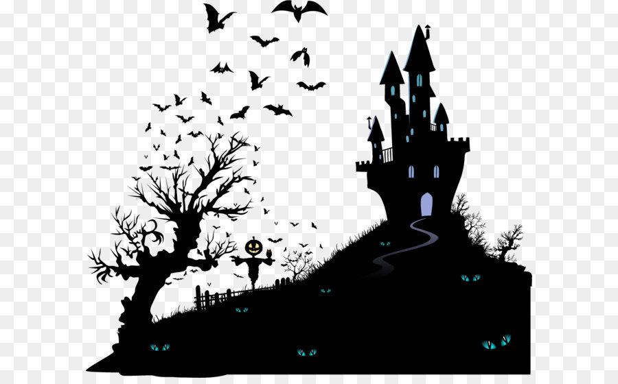 Housewarming party Halloween Wedding invitation Moving party - Vector black silhouette haunted house png download - 1281*1086 - Free Transparent Wedding Invitation ai,png Download.