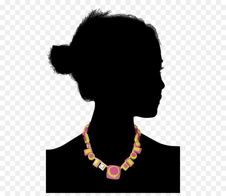 Silhouette Head Woman Illustration - Color Necklace png download - 534*768 - Free Transparent Silhouette png Download.