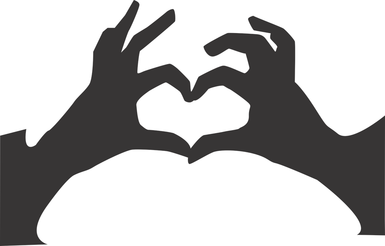Hand heart Heart in Hand Clip art - heart-shaped silhouette png download - 1000*563 - Free Transparent  png Download.