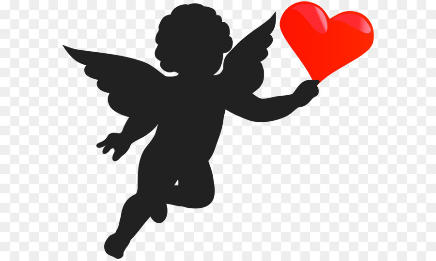 Cherub Cupid Angel Silhouette - Cupid with Heart Silhouette PNG Clip Art Image png download - 8000*6619 - Free Transparent  png Download.