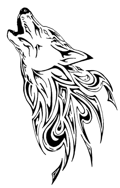 Tattoo Gray wolf Flash Stencil Pattern - Flash png download - 400*627