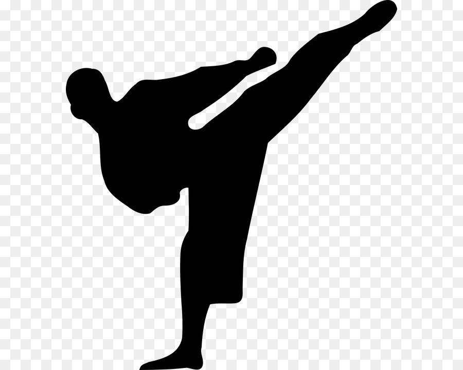 Karate Silhouette Martial arts Clip art - kickblackandwhite png download - 644*720 - Free Transparent Karate png Download.