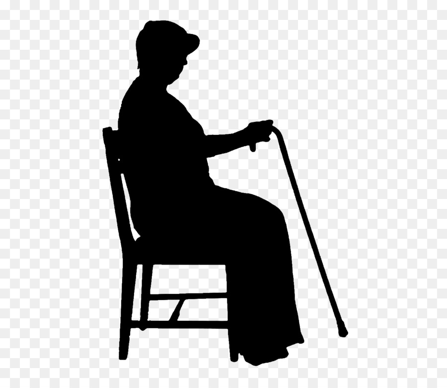 Crutches old lady sitting on a chair png download - 1000*1200 - Free Transparent Silhouette png Download.