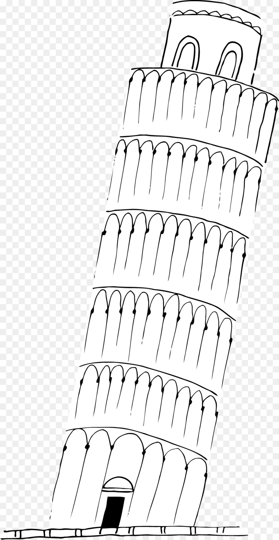Drawing Line art Monochrome Point Angle - leaning tower of pisa png download - 924*1785 - Free Transparent Drawing png Download.