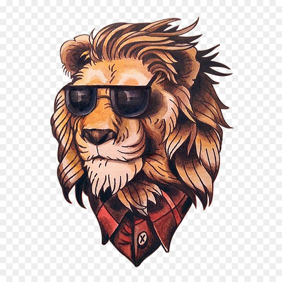 Lion Old school (tattoo) Flash New school - Painted lion head png download - 1024*1024 - Free Transparent Lion png Download.