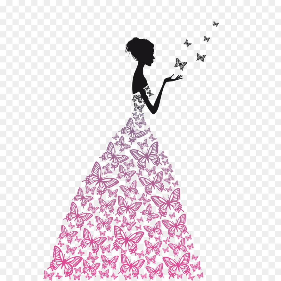 Dress Drawing Stock photography Clip art - Butterfly silhouette figures png download - 1276*1276 - Free Transparent Dress png Download.