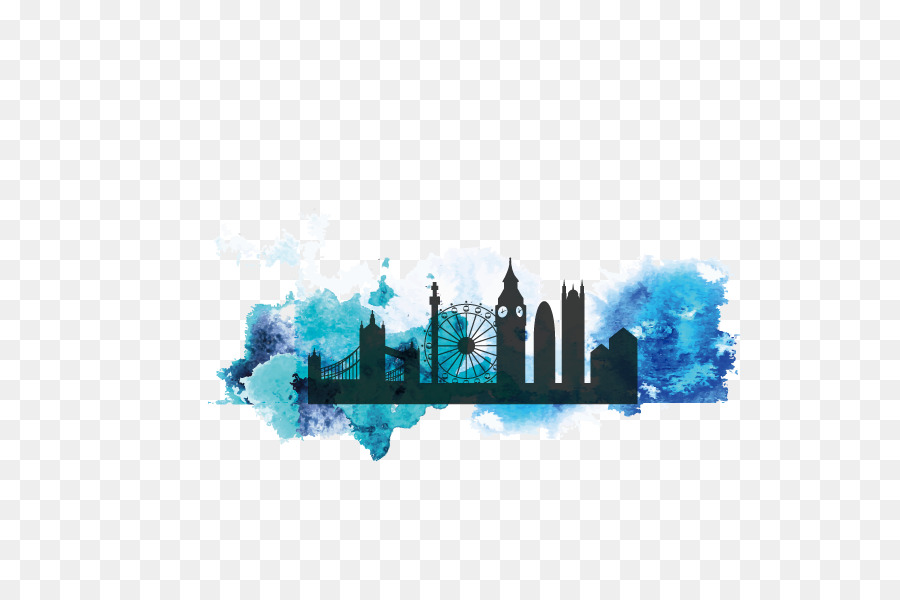 City of London Silhouette Watercolor painting - London,city ??building,watercolor png download - 600*600 - Free Transparent London png Download.