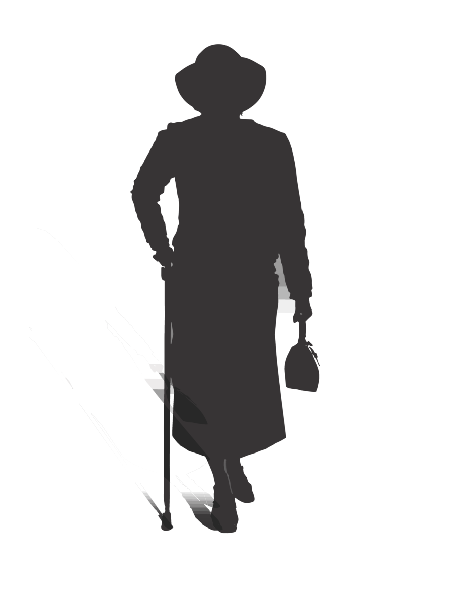 silhouette of an old woman
