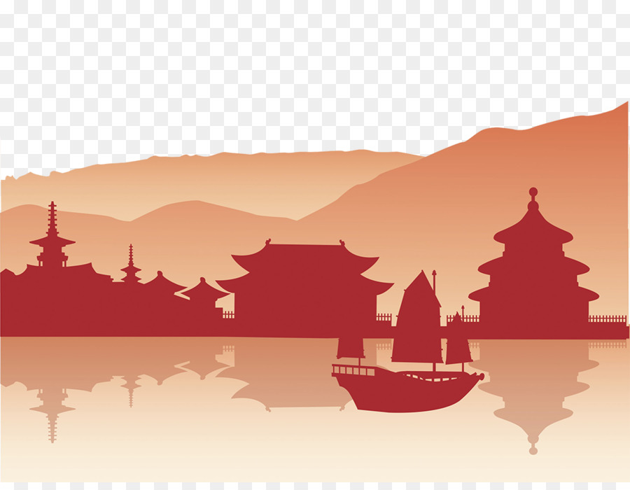 Temple Silhouette - Red temple silhouette png download - 1068*818 - Free Transparent Temple png Download.