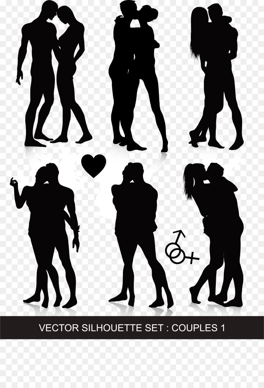 Female Silhouette Woman - Men and women black and white silhouette vector material, png download - 1504*2195 - Free Transparent  png Download.