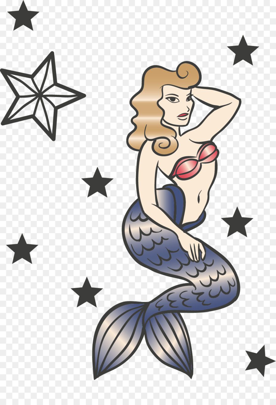 Old school (tattoo) Euclidean vector Flash - Mermaid Cartoon poster PNG vector elements png download - 1014*1465 - Free Transparent Tattoo png Download.