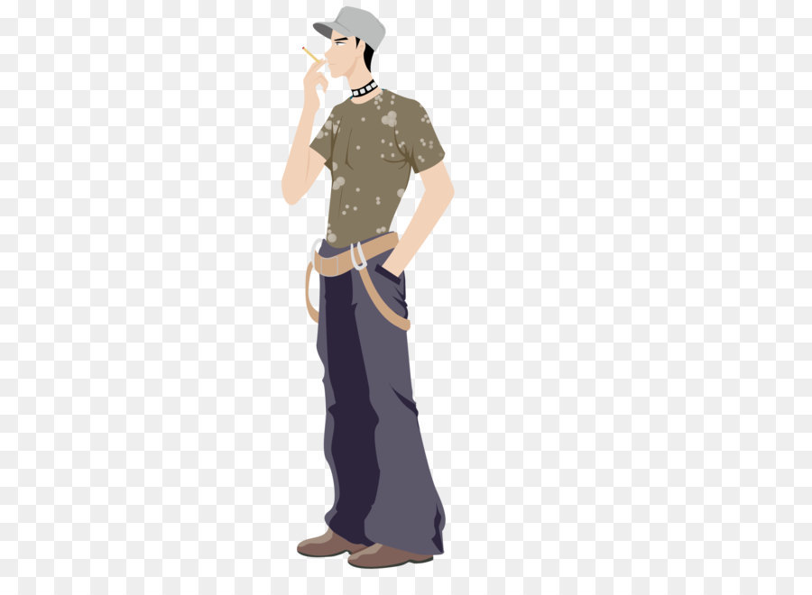 Man Cartoon Illustration - A man wearing a hat and smoking png download - 1500*1500 - Free Transparent  png Download.