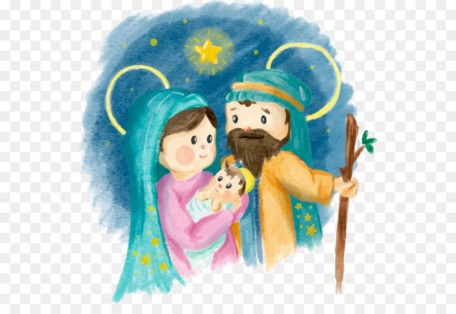 Mary Christmas Nativity of Jesus Nativity scene Manger - Hand-painted watercolor nativity png download - 590*602 - Free Transparent Nativity Of Jesus png Download.