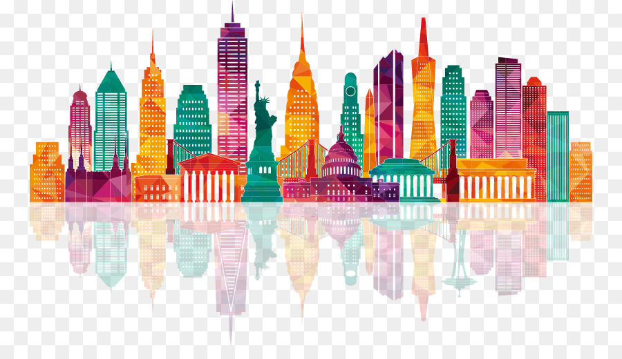 New York City New England Meridian Great Plains Hotel - Colorful city building silhouettes png download - 814*501 - Free Transparent New York City png Download.