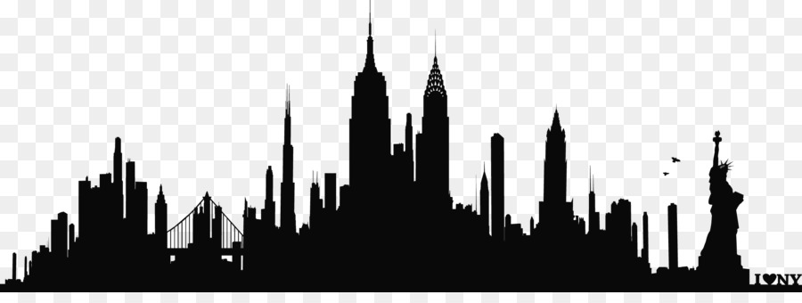 New York City Skyline Silhouette Wall decal Phonograph record - Silhouette png download - 2479*903 - Free Transparent New York City png Download.