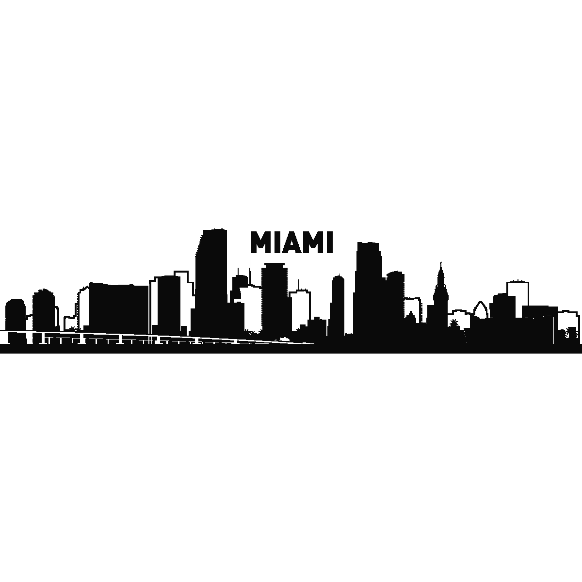 Miami New York City Skyline Silhouette Tattoo Cityscape Png Download