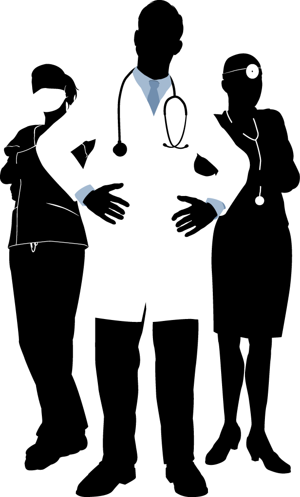 Physician Photography Illustration - Doctors and nurses in black and