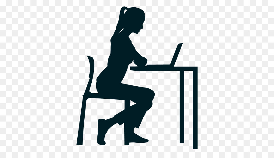 Desk Sitting Silhouette Woman - working png download - 512*512 - Free Transparent Desk png Download.