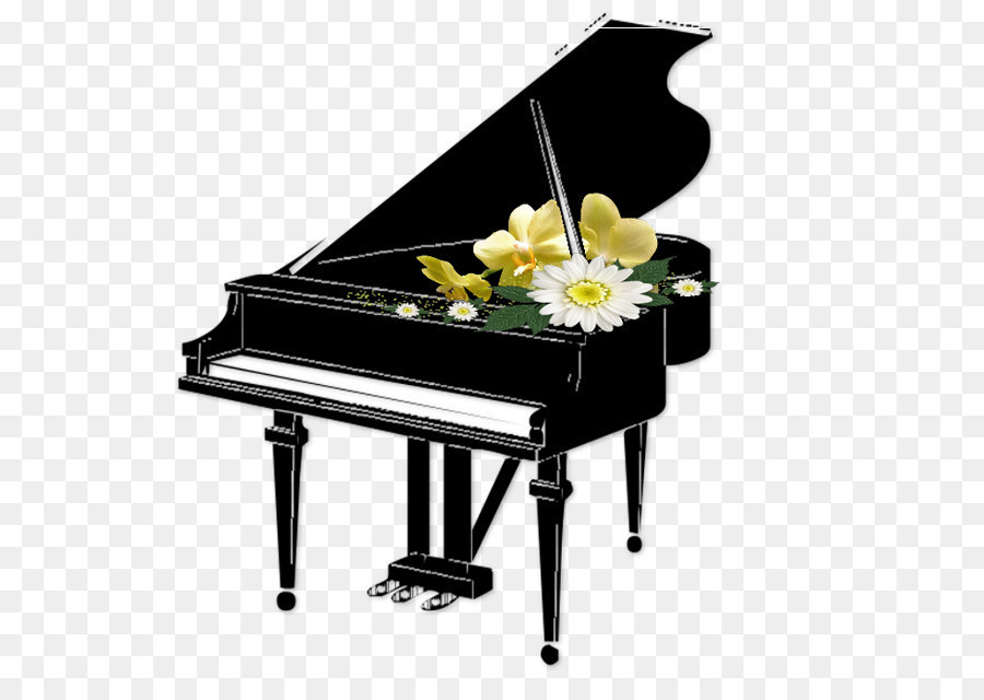 Piano Keyboard Clip art - Black Piano with Flowers Transparent Clipart png download - 600*625 - Free Transparent  png Download.