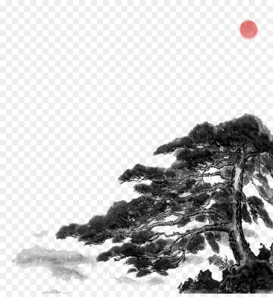Ink wash painting Ink wash painting Landscape painting - Welcome to pine material png download - 1000*1077 - Free Transparent Ink png Download.