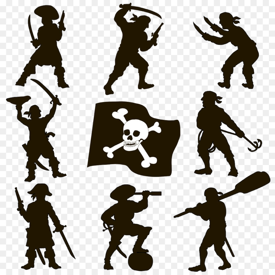 Silhouette Piracy Royalty-free Clip art - Hand-painted pirate image png download - 1000*1000 - Free Transparent Silhouette png Download.